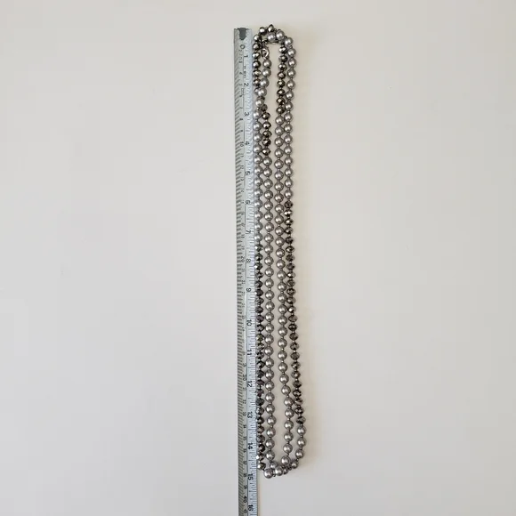 Ann Taylor Silver Tone Faux Pearl And Silver Tone Beaded Necklace - Picture 5 of 13